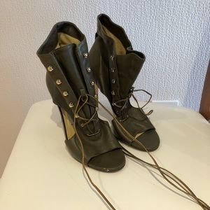 Jimmy Choo Leather Lace Up Sandal Heels